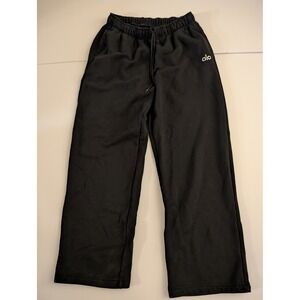 Alo Yoga Mens Accolade Large Black Wide Leg Sweatpants Fleece Lounge Pants